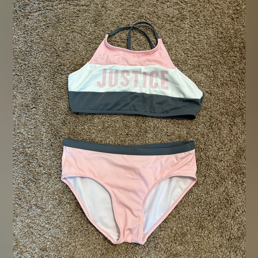 Girl’s Justice Gray and Pink Bikini Size 18